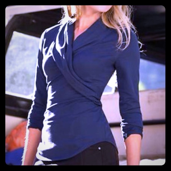 Athleta Tops - Athleta Roya Wrap Long Sleeved Athletic Top: Navy